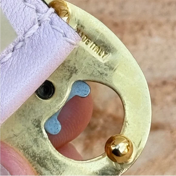 $500 CELINE Belt, Pink Leather, Gold-and-Silver Triomphe Buckle, Size 65 - Picture 3 of 9